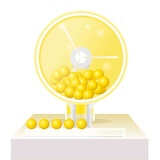 Gele Lotto ballen in de trekkingsmachine