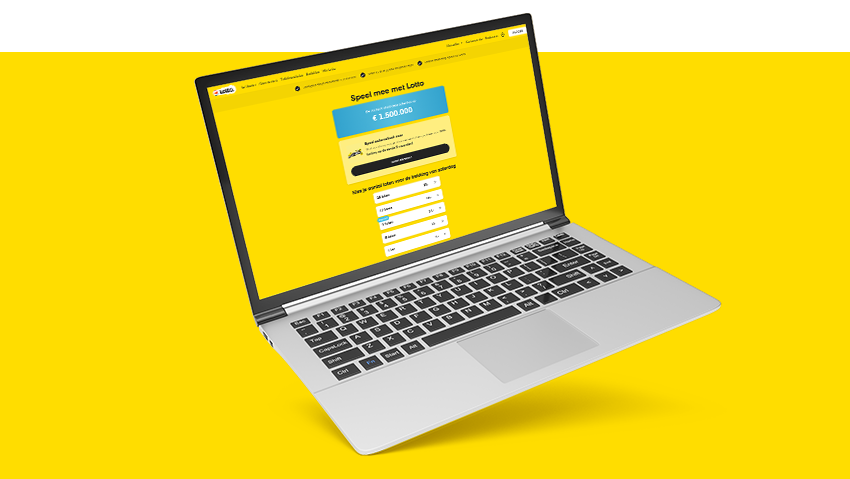 Laptop met Lotto-website waarop je kunt spelen voor € 1.650.000.