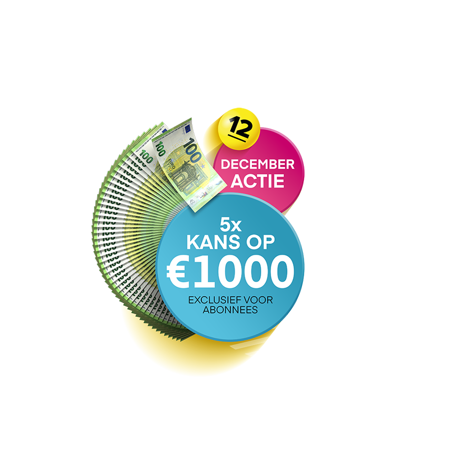 Actie voor abonnees met kans op 5x 1000 euro en gestapelde bankbiljetten